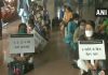 Municipal Corporation of Delhi employees continue to protest against non-payment of salaries at Civic Centre